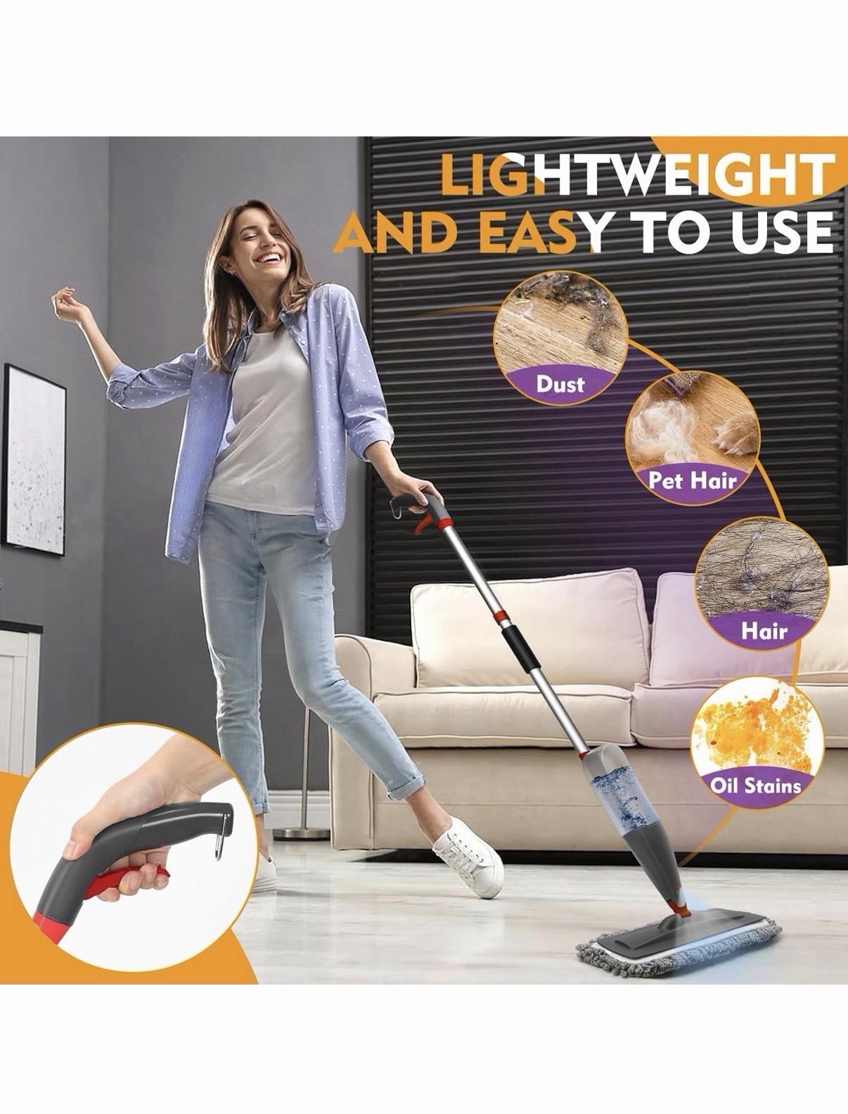 Spray Mop for Floor Cleaning with Washable Pads