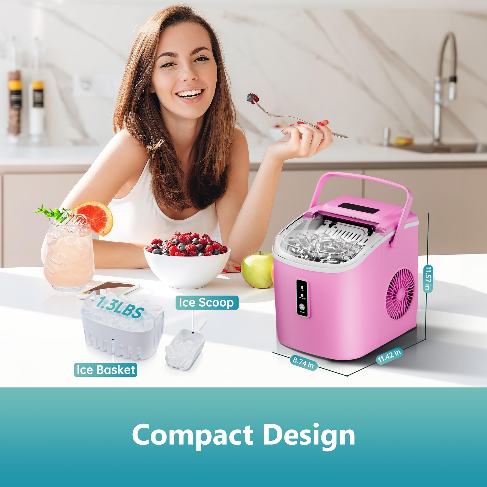 Portable countertop ice maker can make 28 pounds of ice in 24 hours ice machine