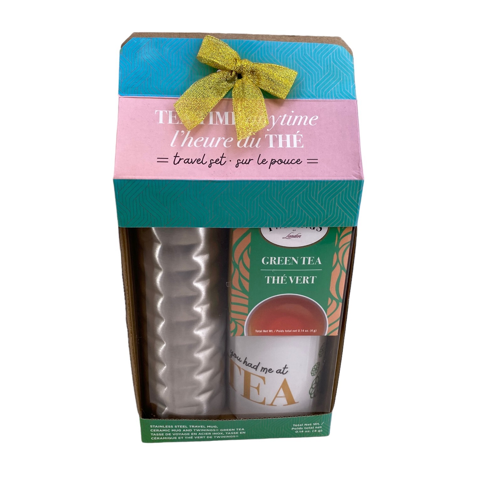 NEW Teatime Twinings Travel Set Anytime Stainless-Steel Tumbler Ceramic Mug Tea