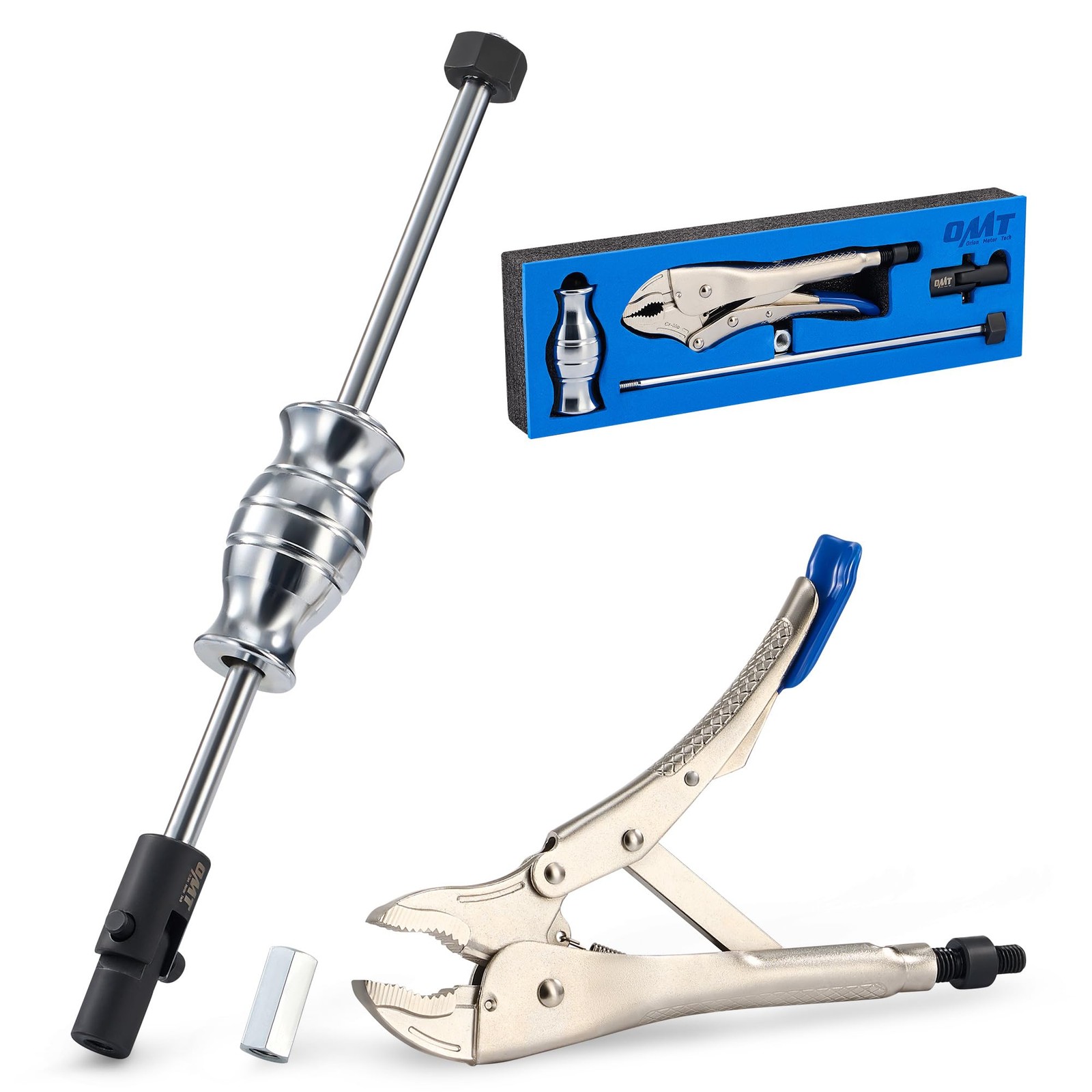 Orion Motor Tech Vise Grip Slide Hammer, 9.8 in Locking Pliers 2 lb Blue