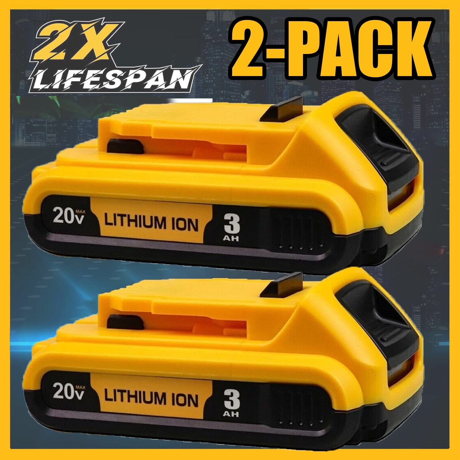 Pack 12.0AH For DeWalt 20V 20 Volt Max XR Lithium Ion Battery DCB206-2 DCB205-2