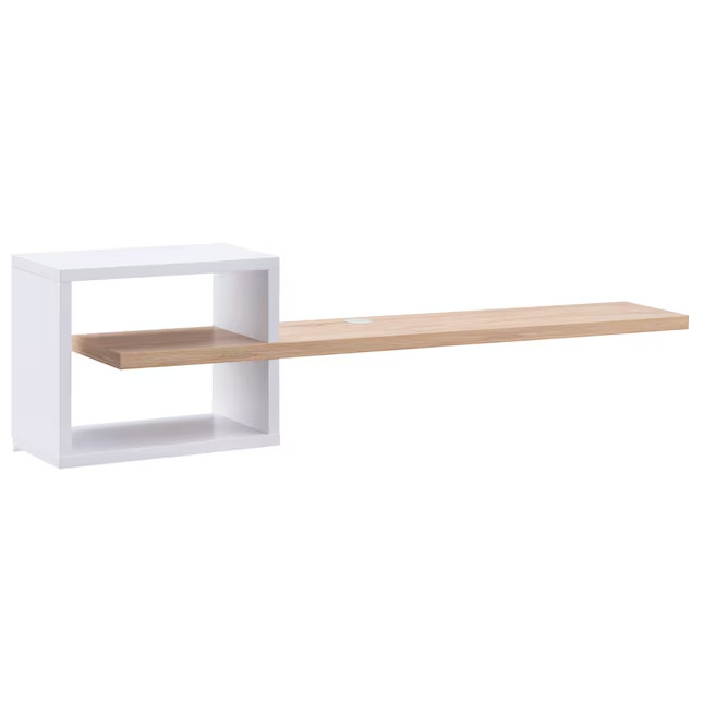 Wilbarger 60″ Modern/Contemporary White and Natural Floating Tv Stand