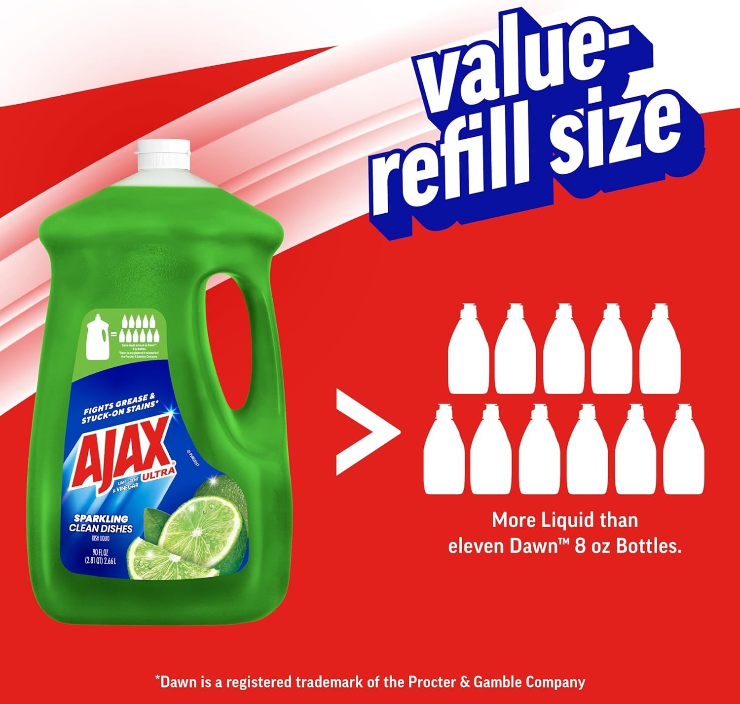 Ultra Liquid Dish Soap, 90 fl oz – Biodegradable Lime & Vinegar Freshness