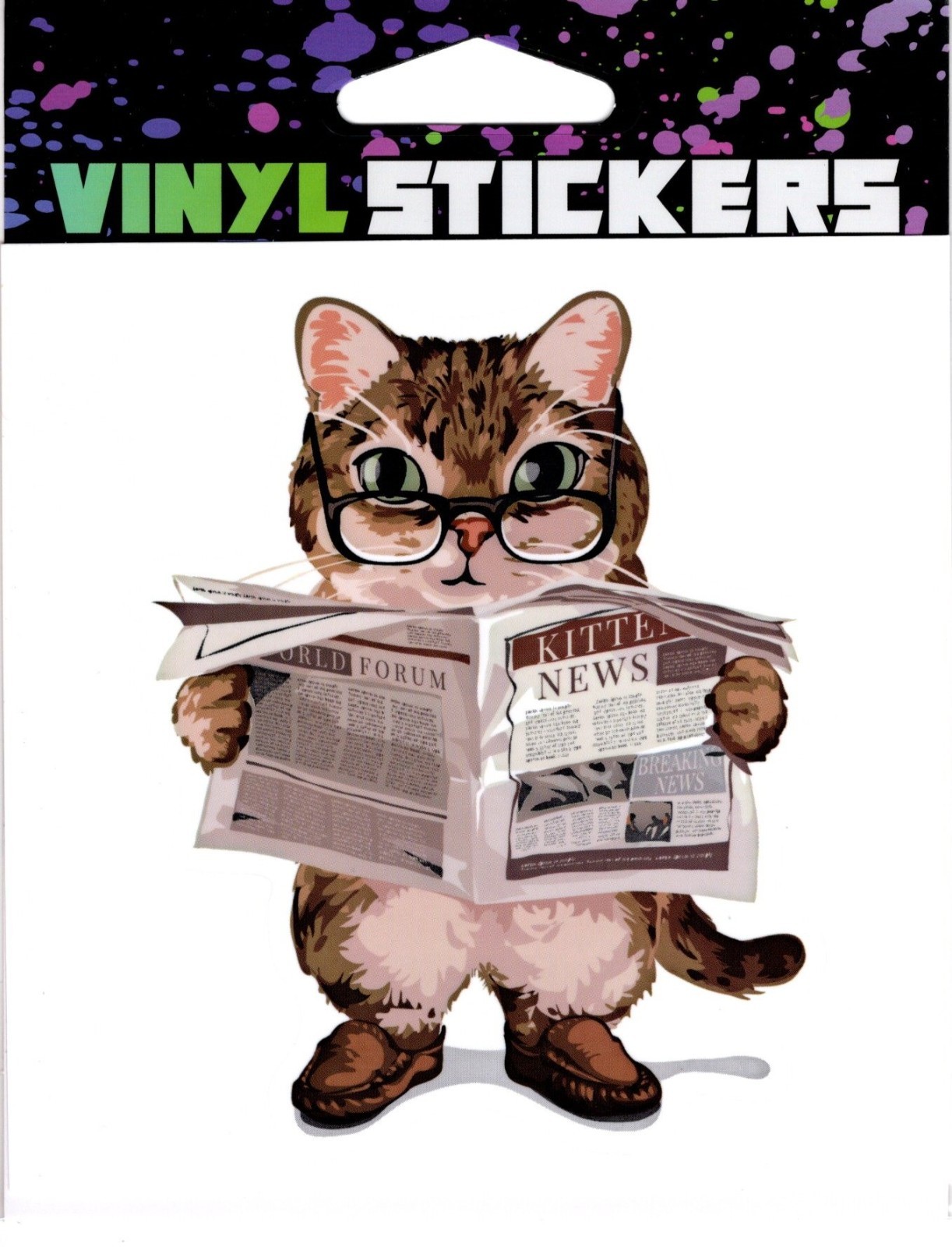 Cat reading the Newspaper Vinyl Sticker – 4.25in x 4.25in