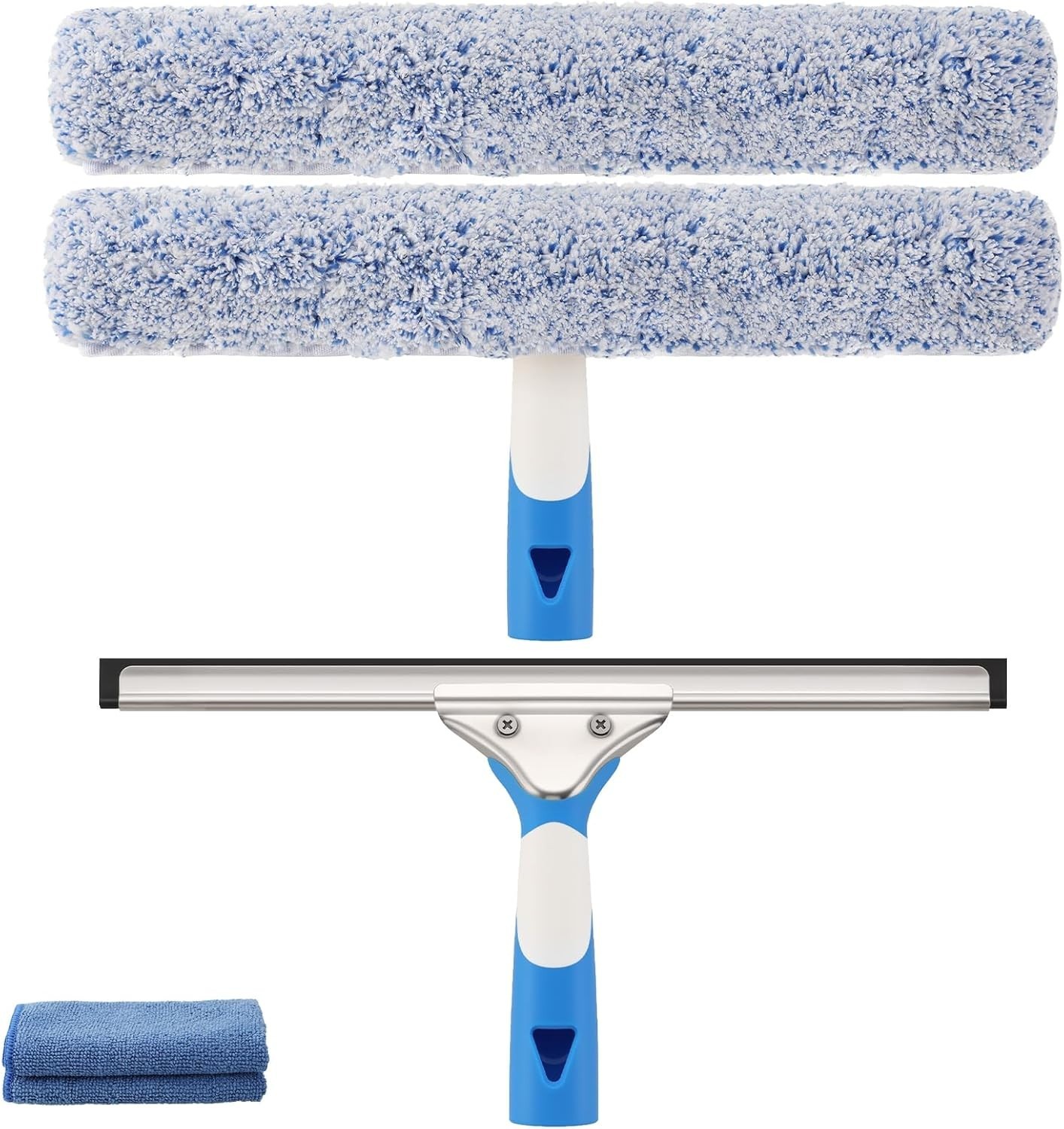 Professional Window Cleaning Kit 14IN, with Silicone Squeegee Blade, Microfib…