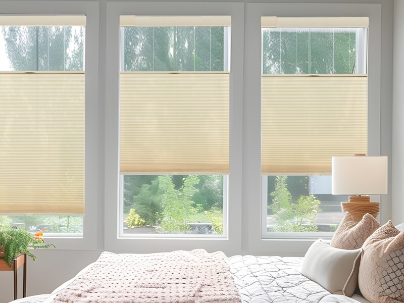 No-Screw Top-Down Bottom-Up Cellular Shades 1″ Light Filter Cordless Beige Blind