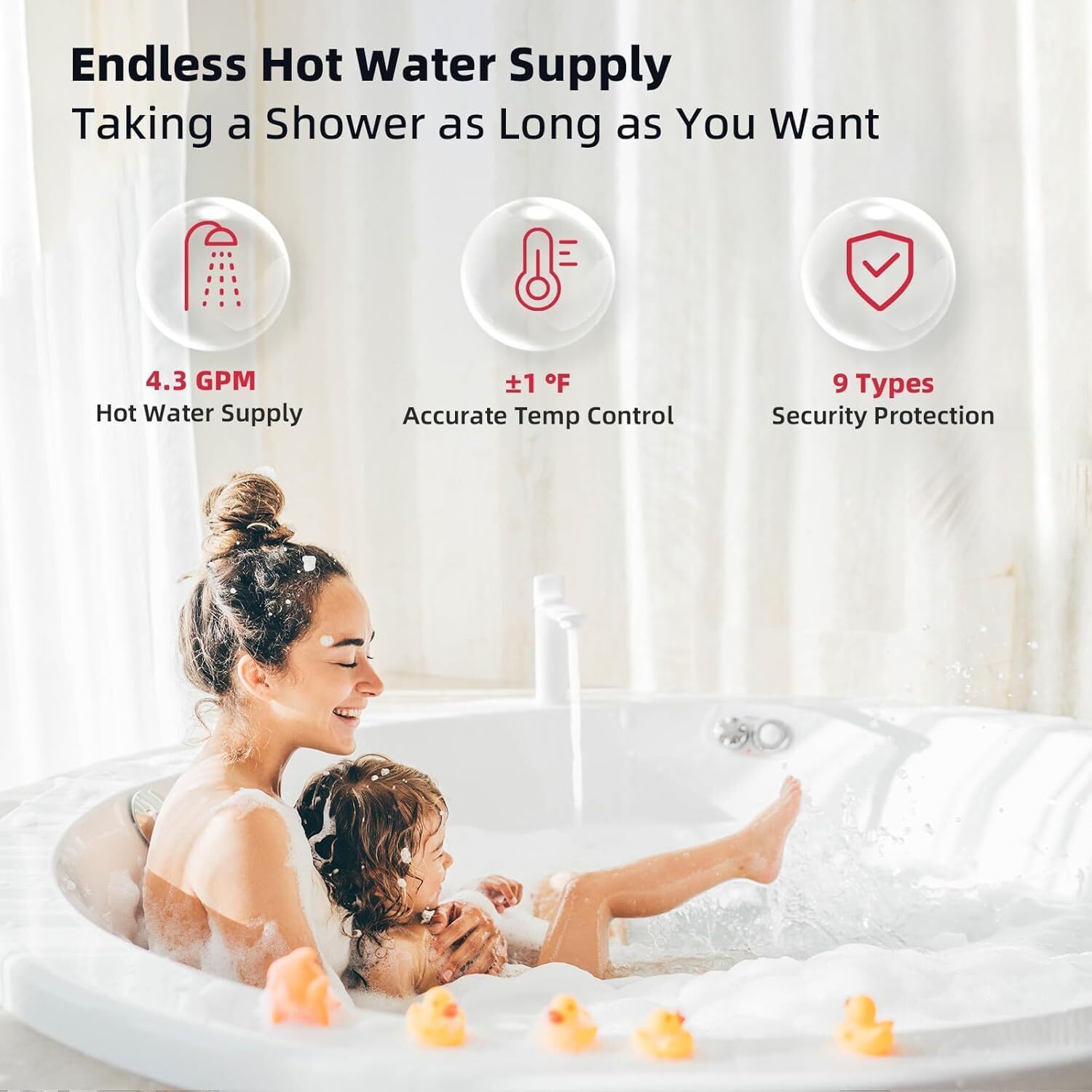 MIZUDO 100,000BTU Tankless Water Heater Natural/Propane Gas Indoor Up to 4.3 GPM