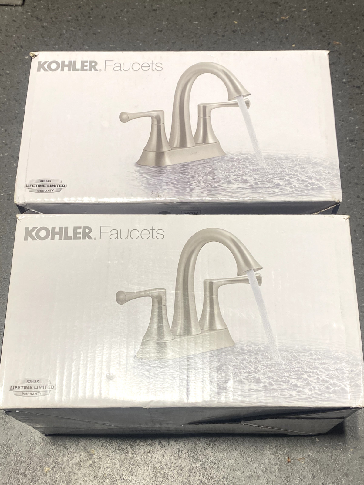 2X KOHLER Lilyfield 4-in Centerset Bathroom Faucet w/Drain Brushed Nickel