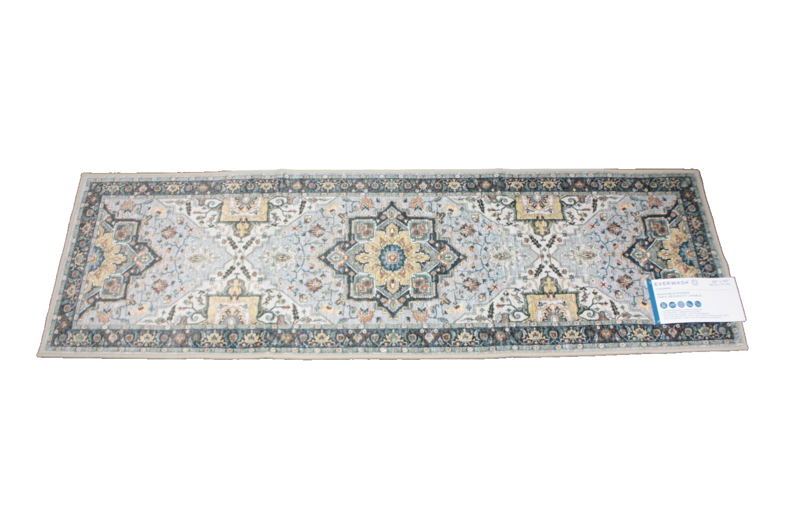 Super Soft EVERWASH Turkish Oushak Washable Runner Rug 22″ x 70″ Anti-Slip