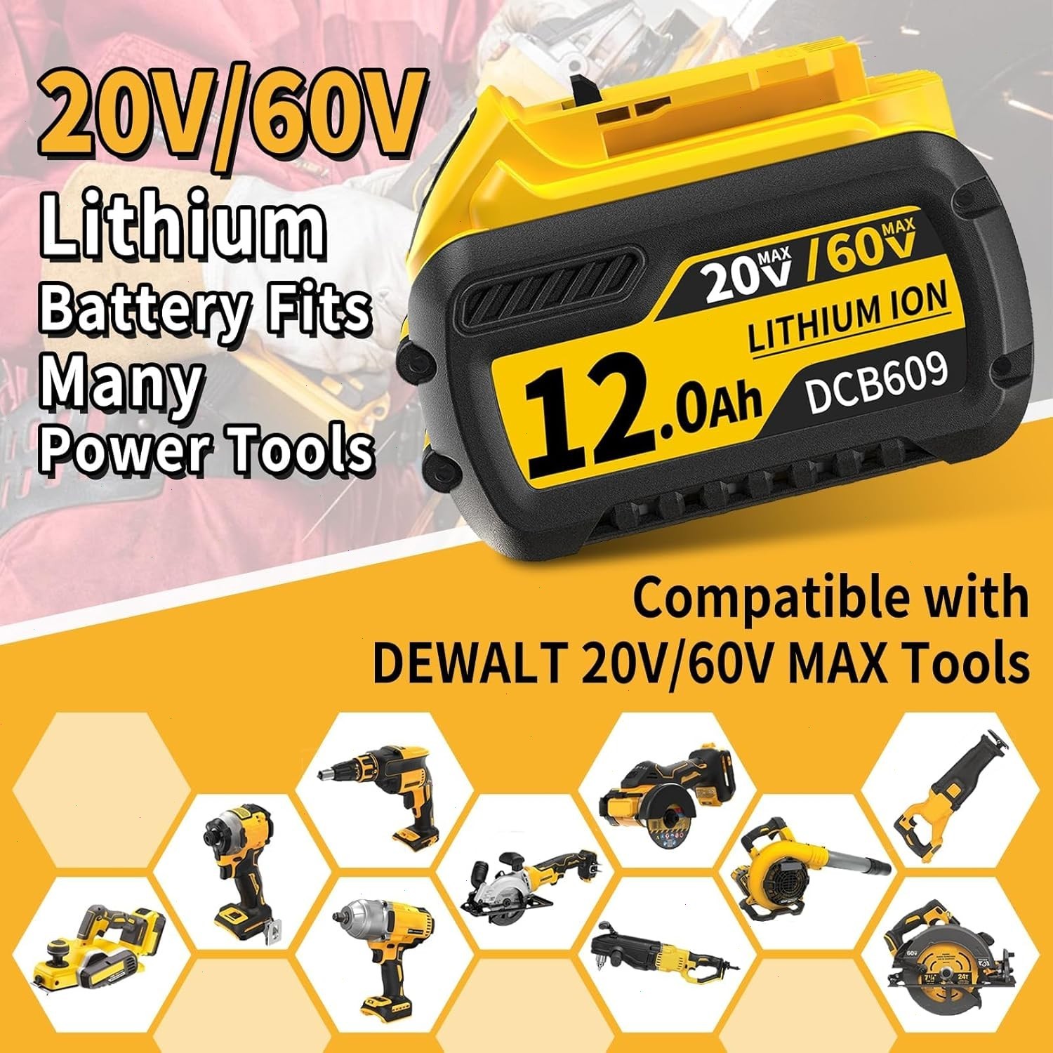 2Pack 12.0AH For DEWALT DCB609 20V/60V MAX FLEXVOLT Lithium-Ion Battery DCB609-2