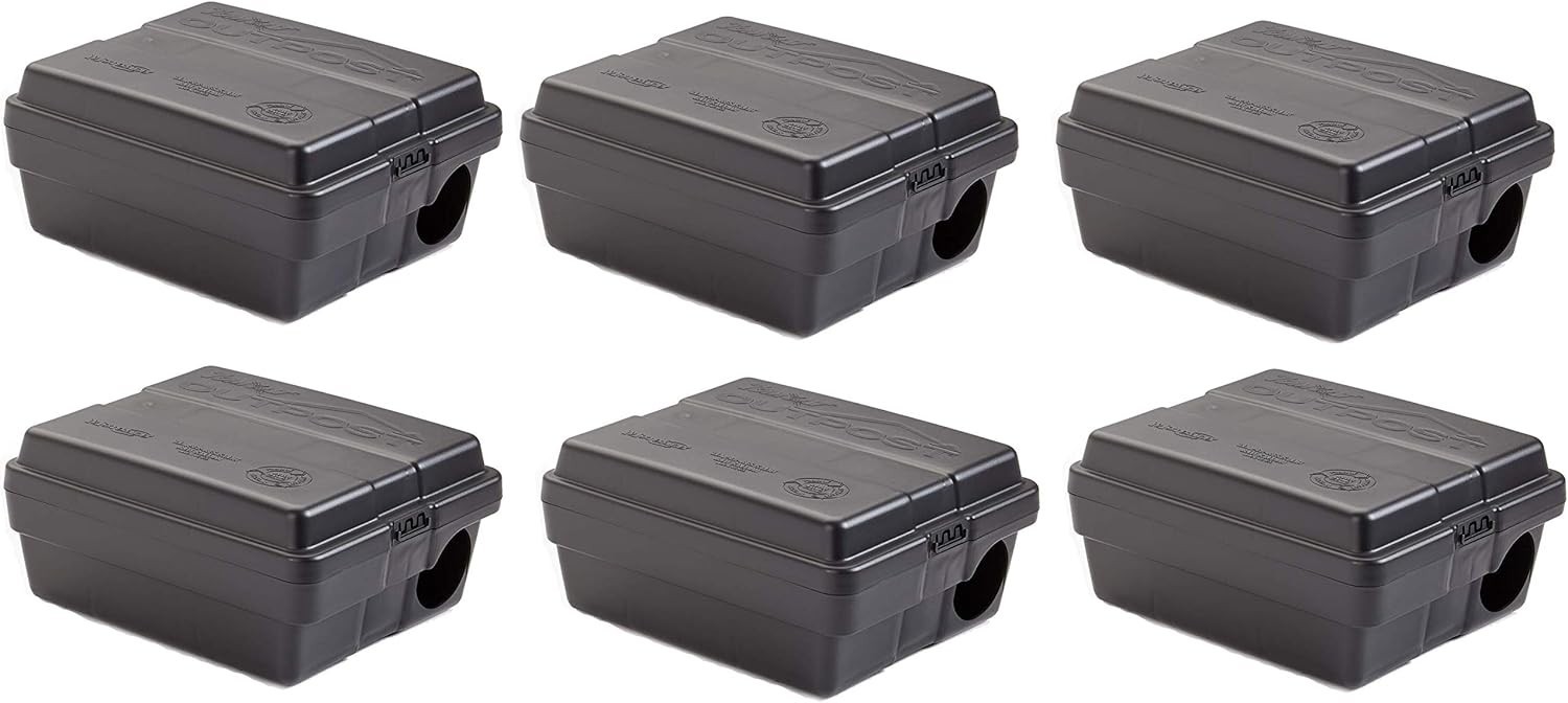 6-Pack Tomcat Outpost Rat Bait Station Lockable Tamper Resistant Black New