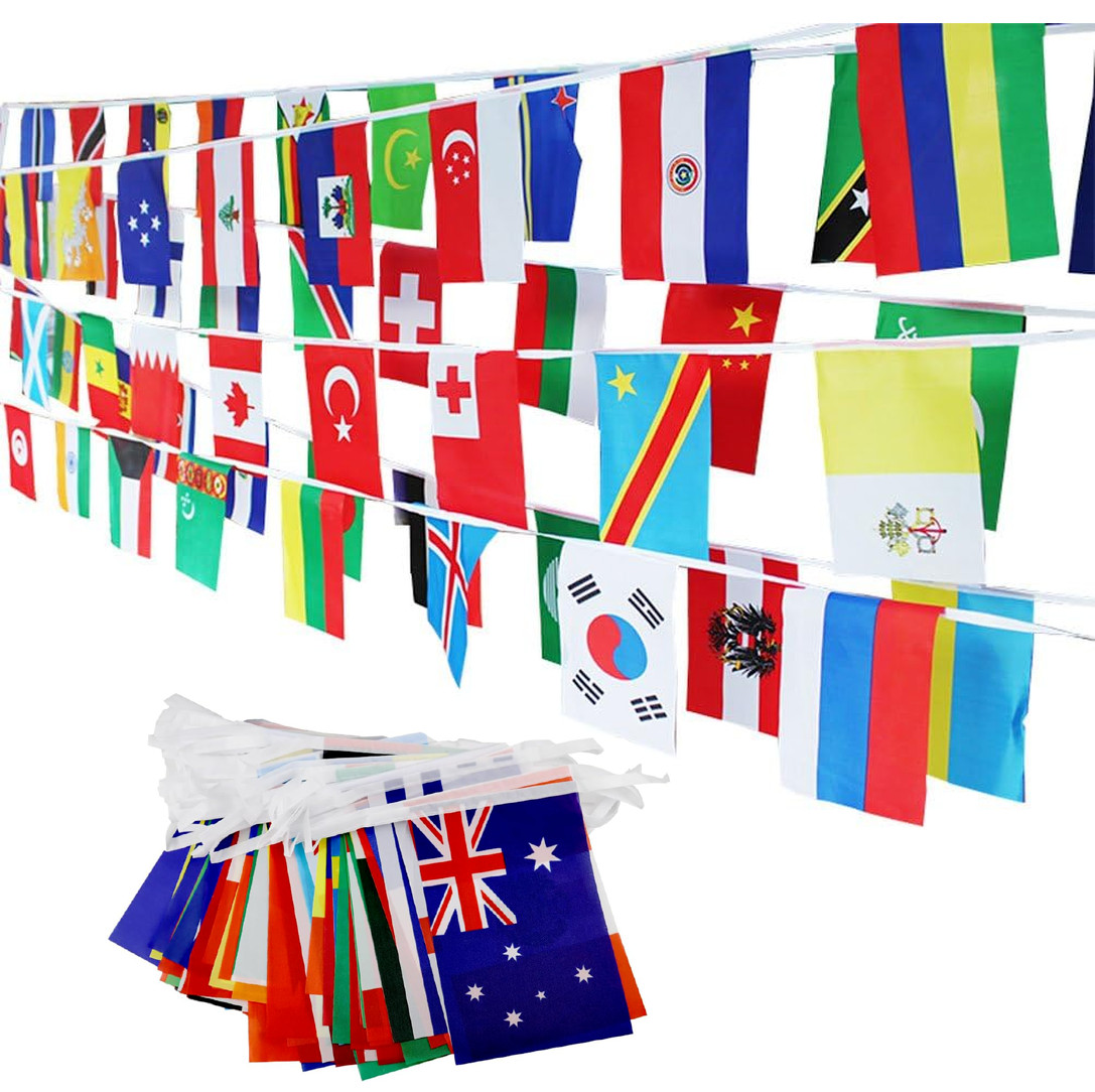 International World 100 Countries String Flag Assorted Hanging Flag Banners 82FT