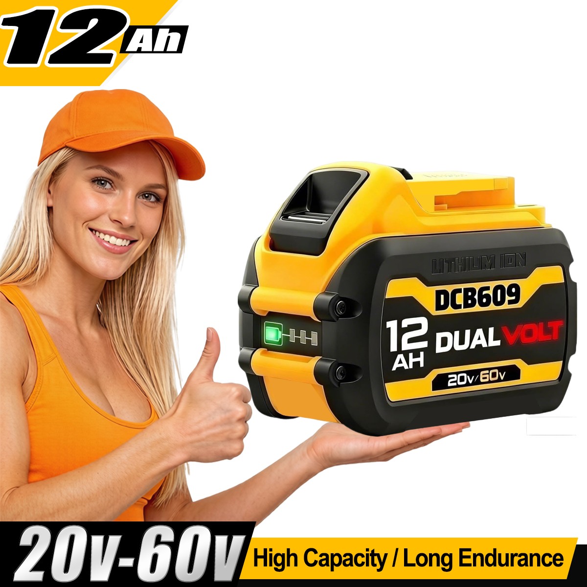 6/5/4/3/2/1Pack 12.0Ah 20V/60V Max Battery Replacement For Dewalt DCB610 DCB609