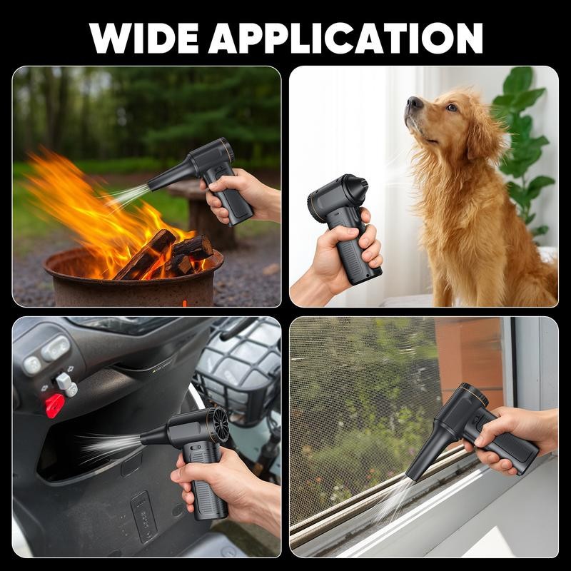 Mini Air Duster Jet Dry Blower Turbo Fan 130000RPM Cordless Electric Fan LED