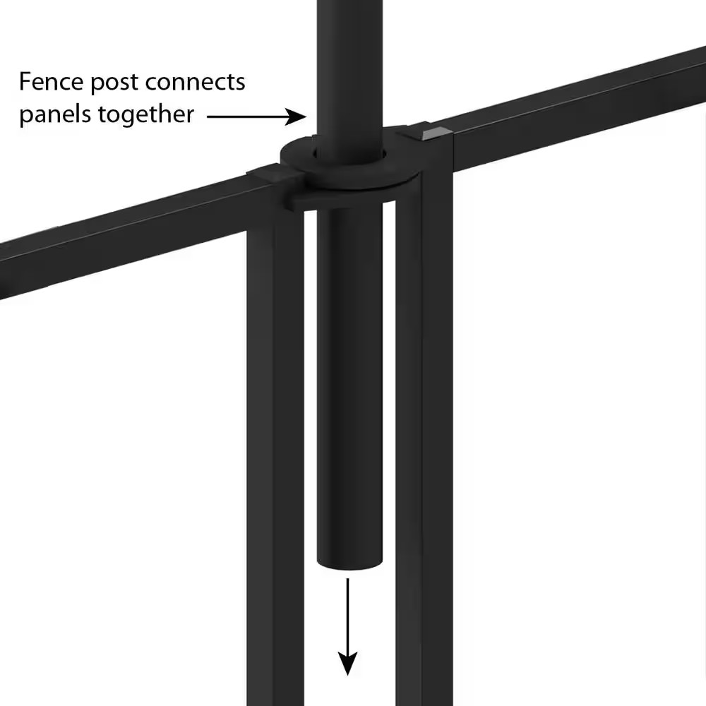 Beaumont 40.4 In. H X 49.6 In. W Black Steel 3-Rail Fence Panel (4-Pack)
