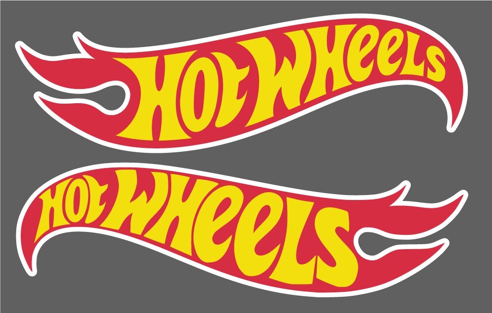 Hot wheels logos 8″l x 2.5″h (each decal) left and right side decal sticker