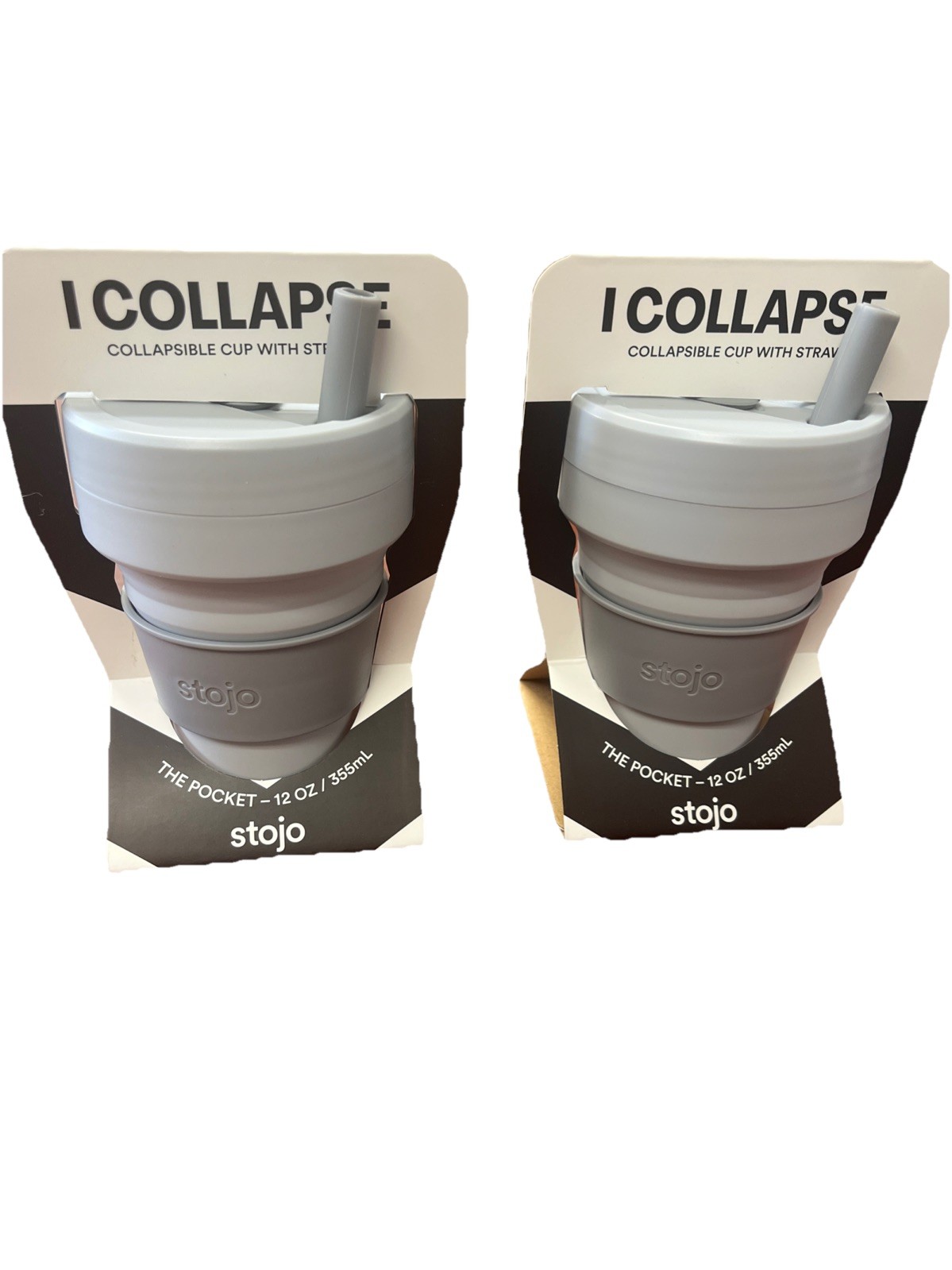 I Collapse Cup With Straw The Pocket 12oz/355ml Cashmere 2 Pack