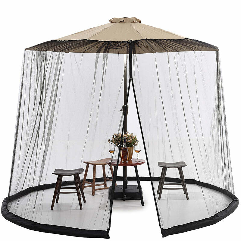 9ft Patio Umbrella Bug Screen w/Zipper Door and Polyester Netting