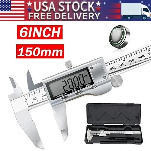 6″ 150mm Digital Vernier Caliper Metal Electronic LCD Micrometer Measuring Gauge