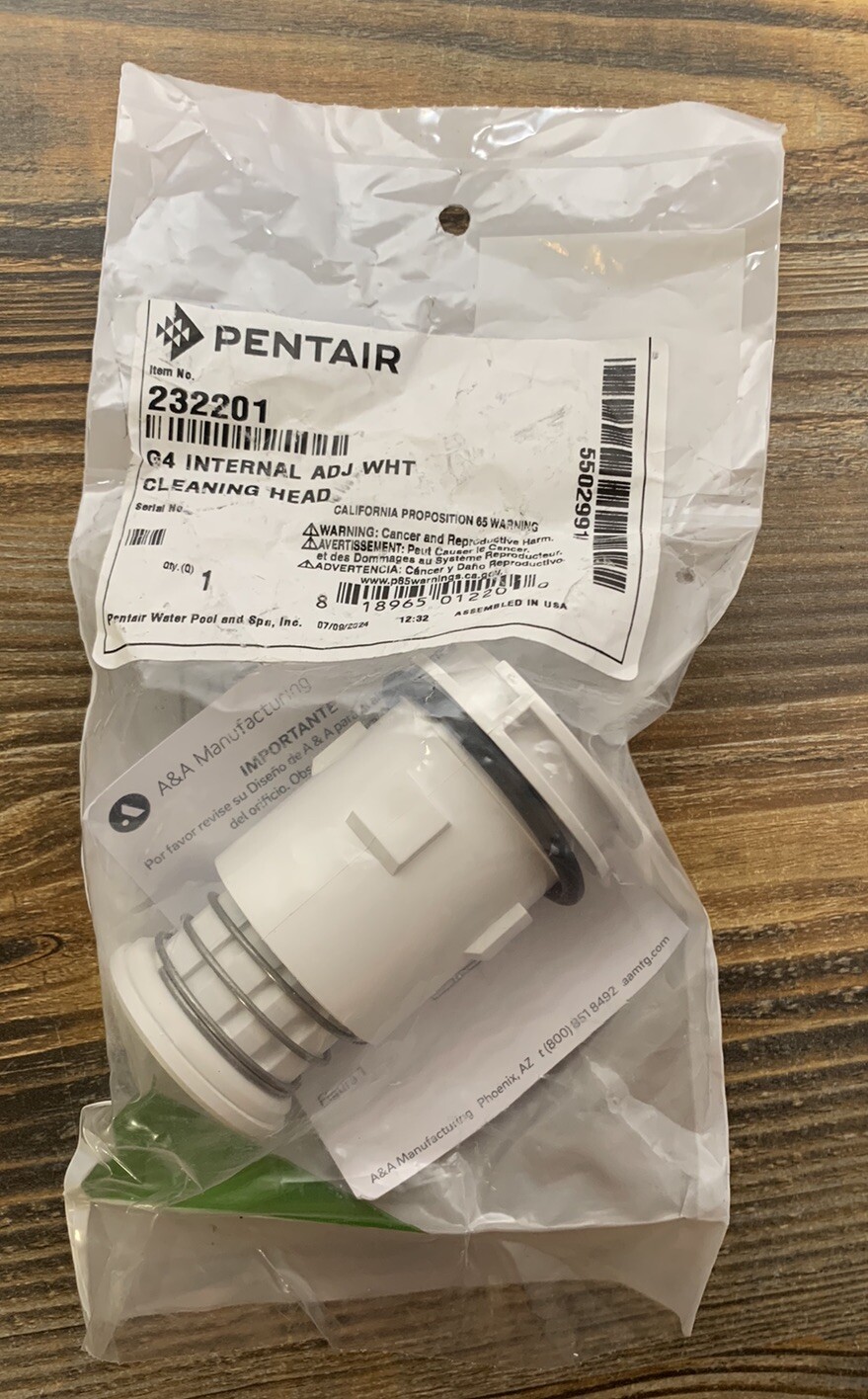 Cleaning Head, A & A , G4 Internal Adjustable White Cleaning Head Pentair Pools