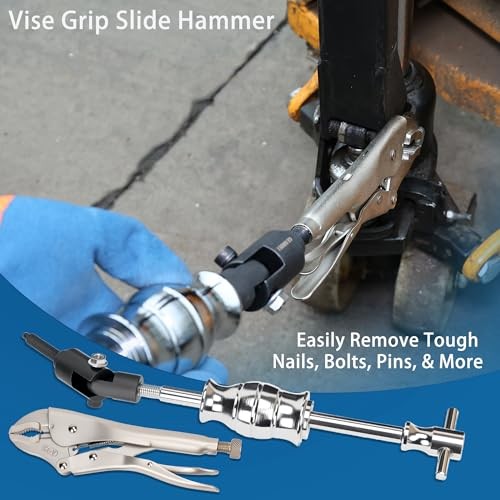 Locking Pliers Slide Hammer Puller Set, 9.8 in Locking Pliers 2 lb Slide