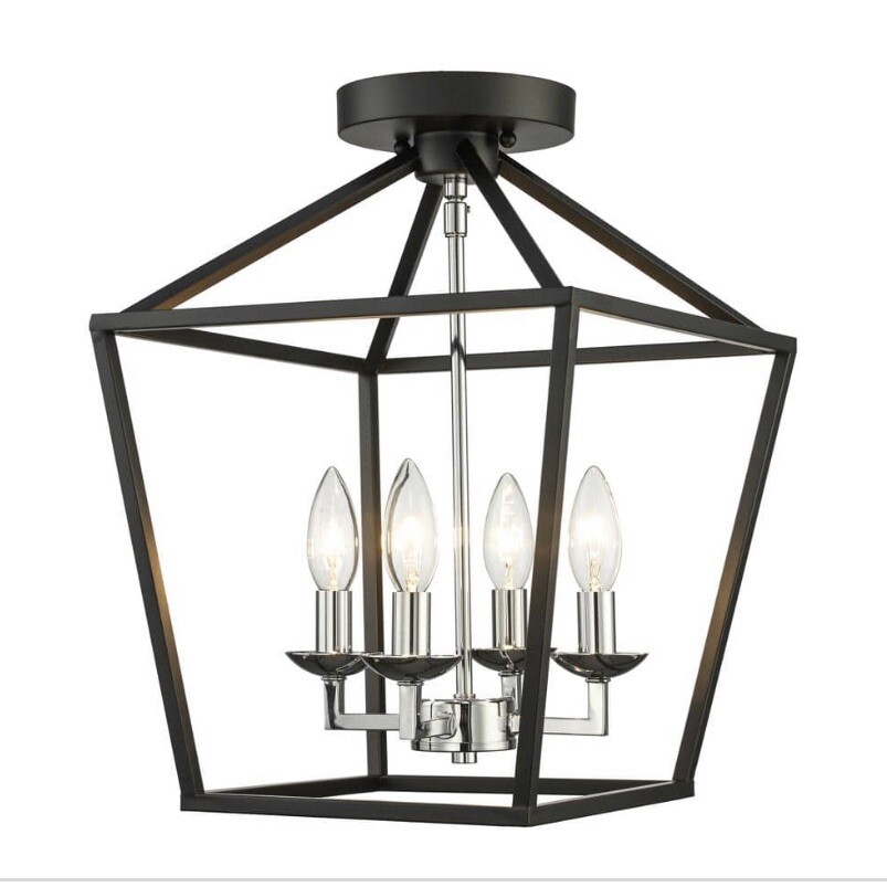 Home Decorators Collection Weyburn 4-Light Black/Chrome Semi-Flush Mount Light