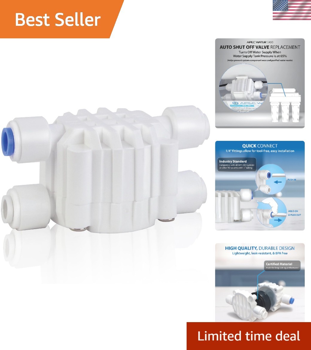 Efficient 0.25 Inch Shut Off Valve for APEC Reverse Osmosis Systems | 85 PSI Max