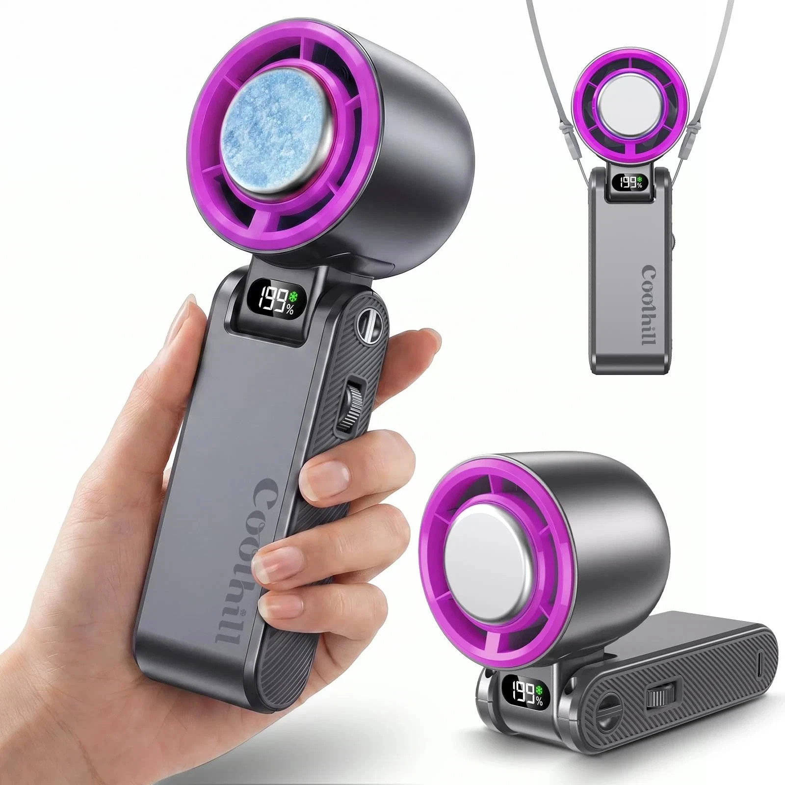 Handheld Portable fan with Turbo Cooling Hand Held Fan Rechargeable…