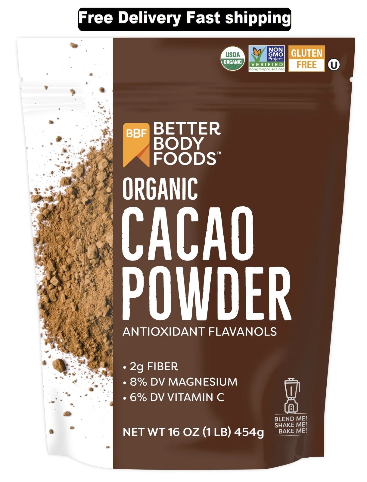 BetterBody Foods Organic Cacao Powder, 16 oz