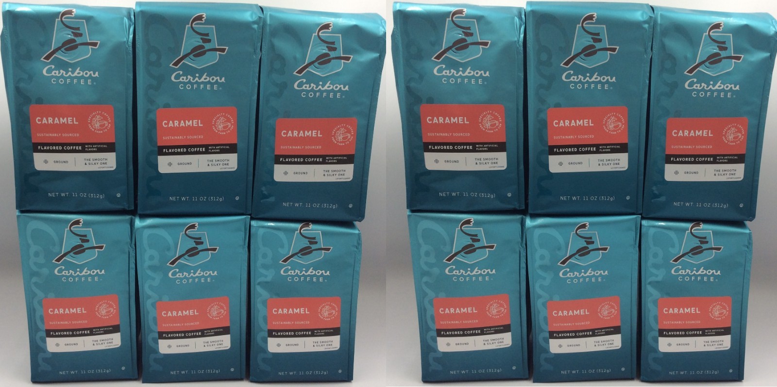 Caribou Coffee Caramel Flavor Ground Coffee Medium Roast 12 oz NOV/2025, 12/BAGS