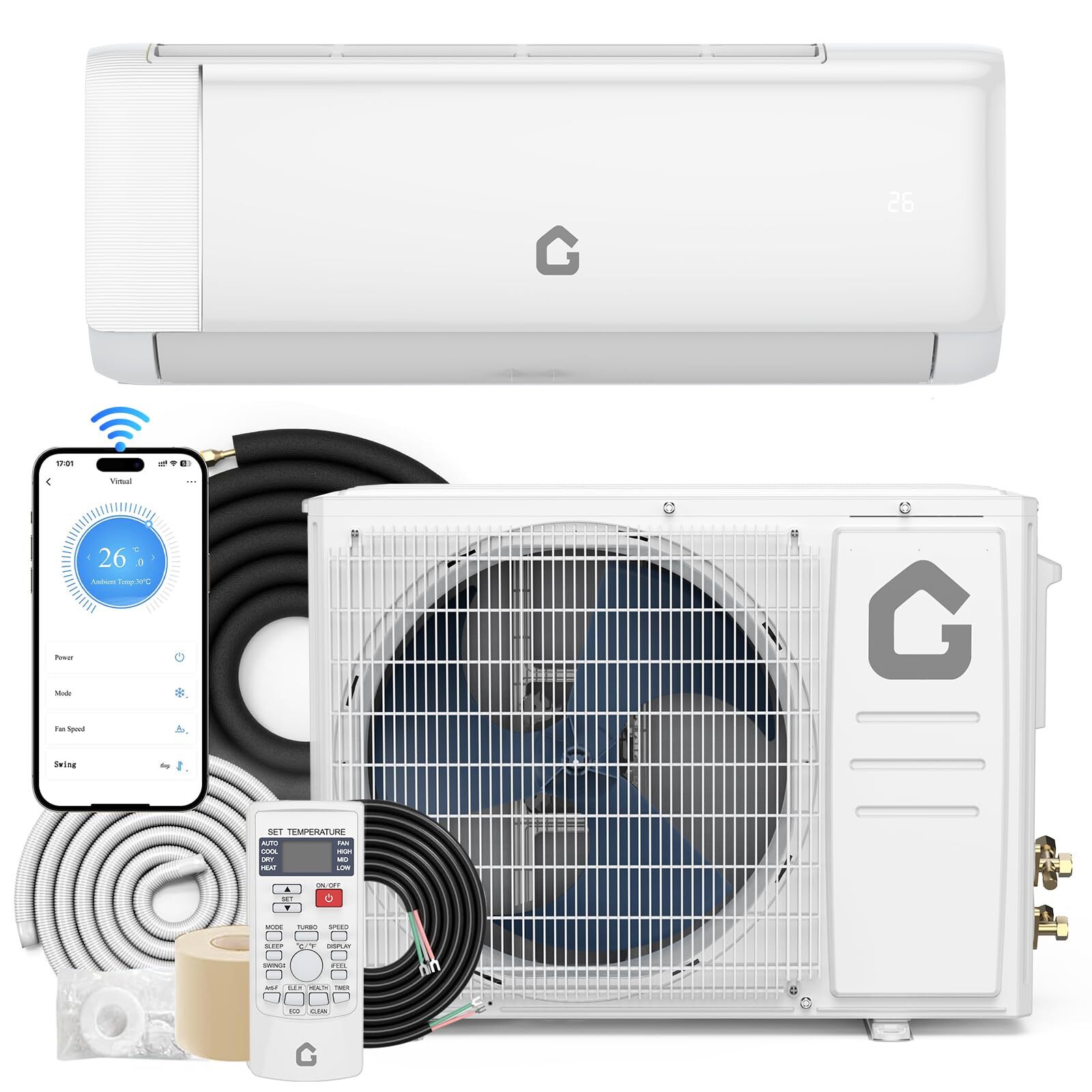 12000 BTU Mini Split Air Conditioner Heat Pump System SEER2 22 Up to 750 Sq.Ft