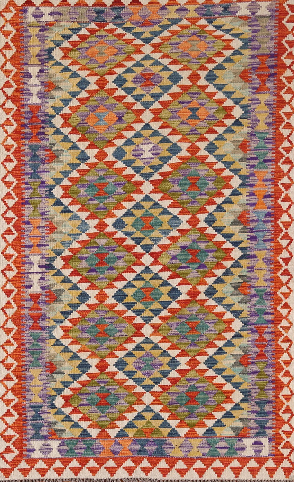Southwestern Pastel Color Geometric Kilim Hand-Woven Rug Reversible Carpet 4’x6′