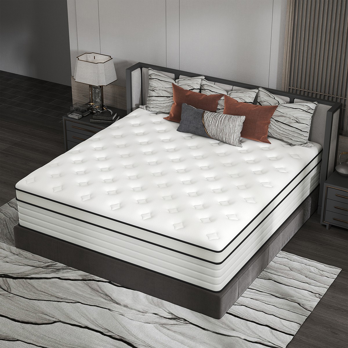 12/14 Inch Full Queen King Size Mattress Hybrid Foam Innerspring Bed in a Box