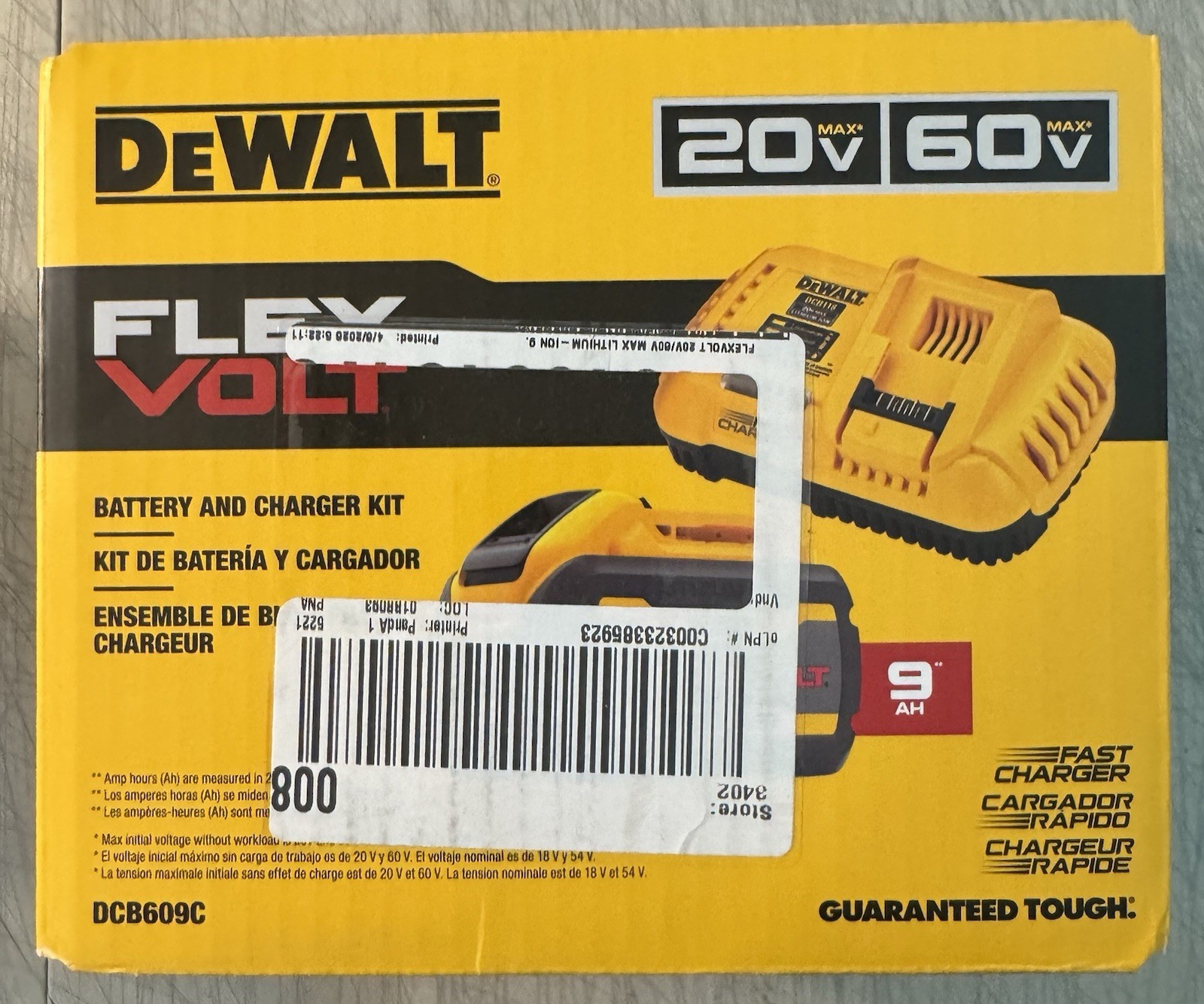 DeWalt 20V/60V MAX FLEXVOLT Lithium-Ion 9Ah Battery Charger Starter Kit DCB609C
