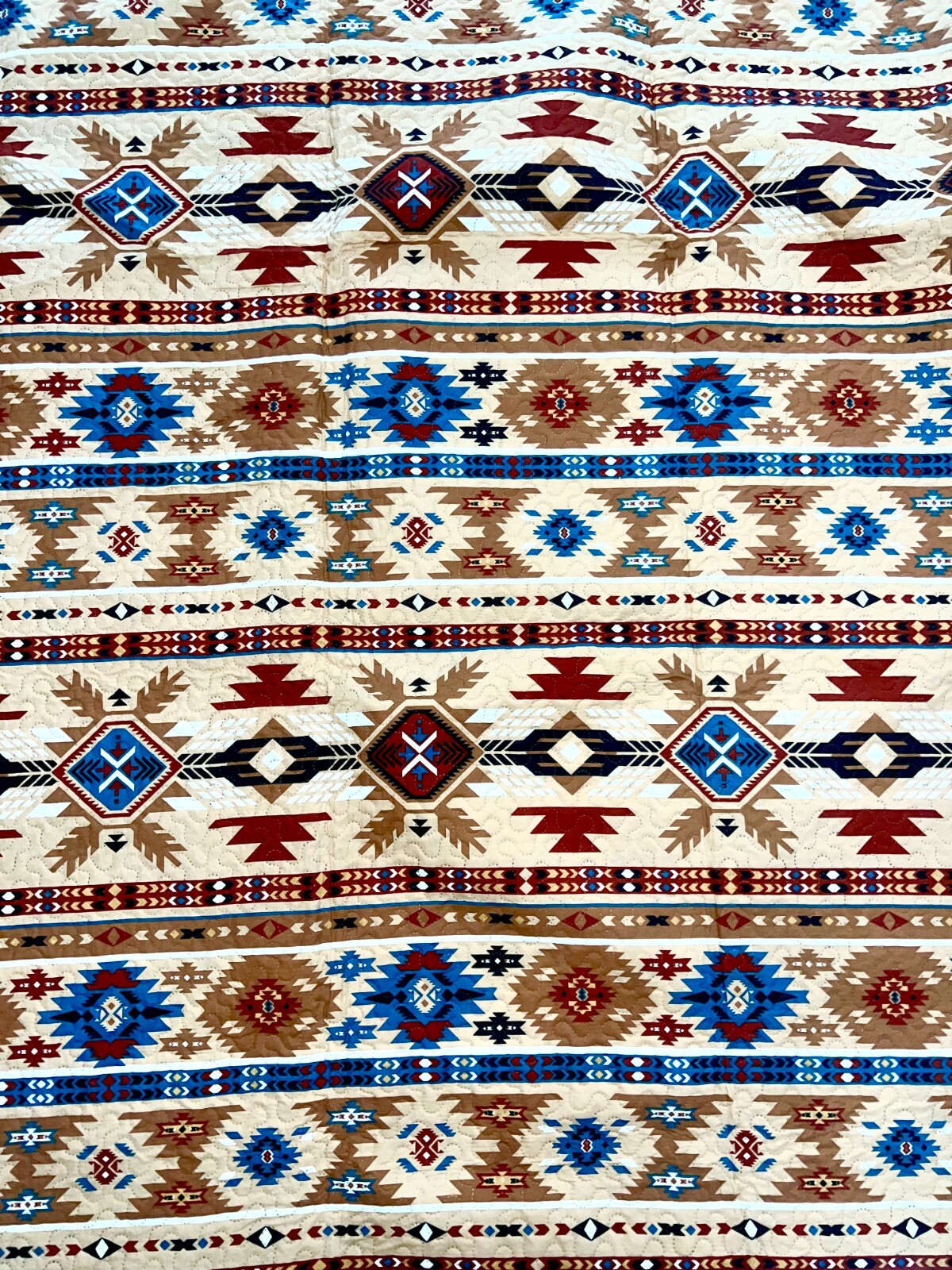 Rustic Western Southwestern Native American Tribal Navajo Design Bedspread Quilt