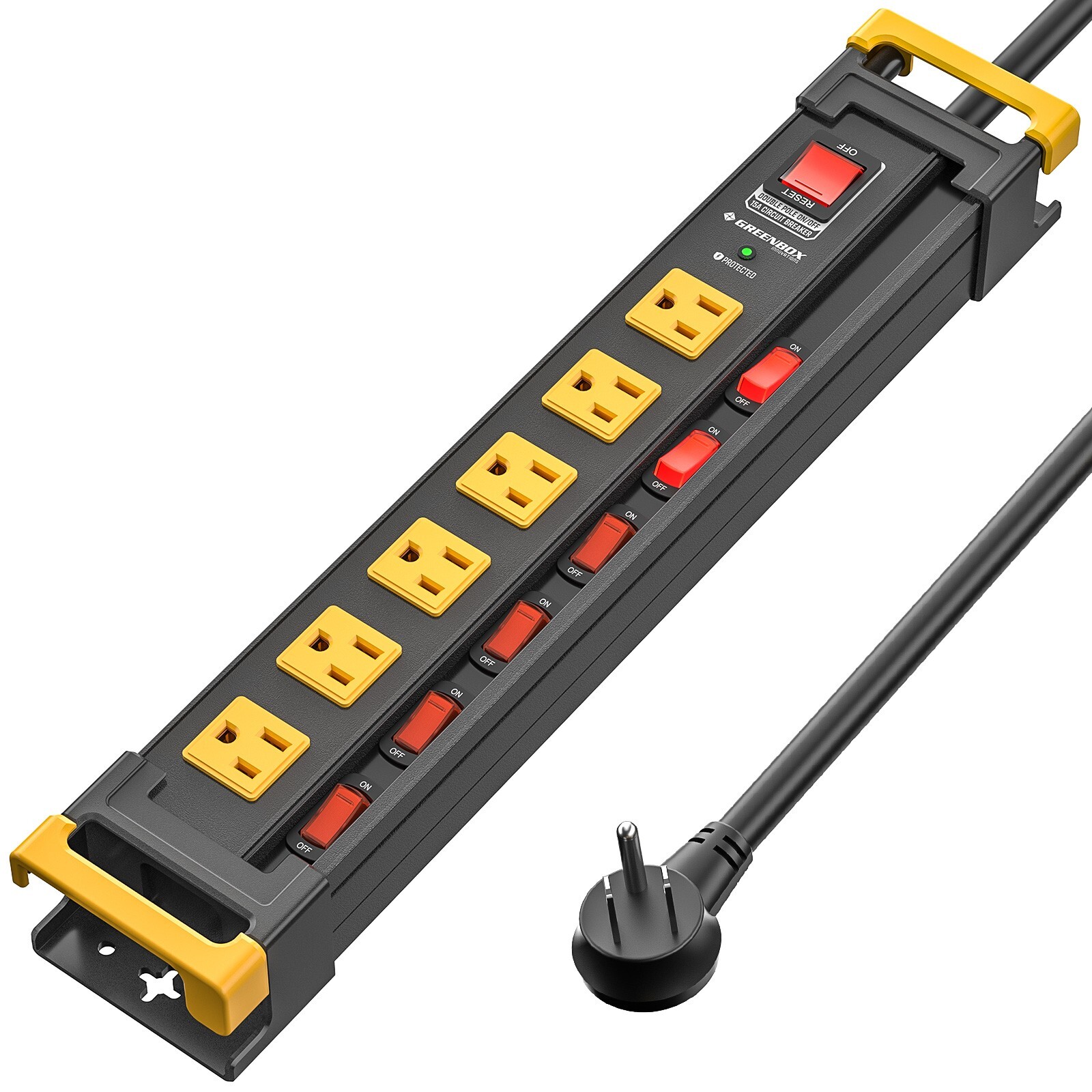 6 Outlet Heavy Duty 3300J Surge Protector Power Strip with Individual Switches