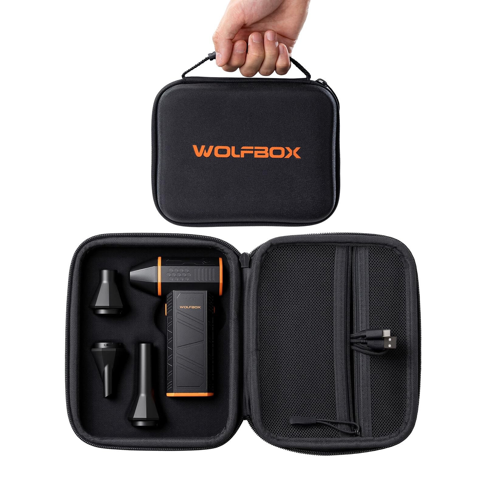WOLFBOX Hard Carrying Case for MF50 Electric Air Duster SB50-MF50, BLACK