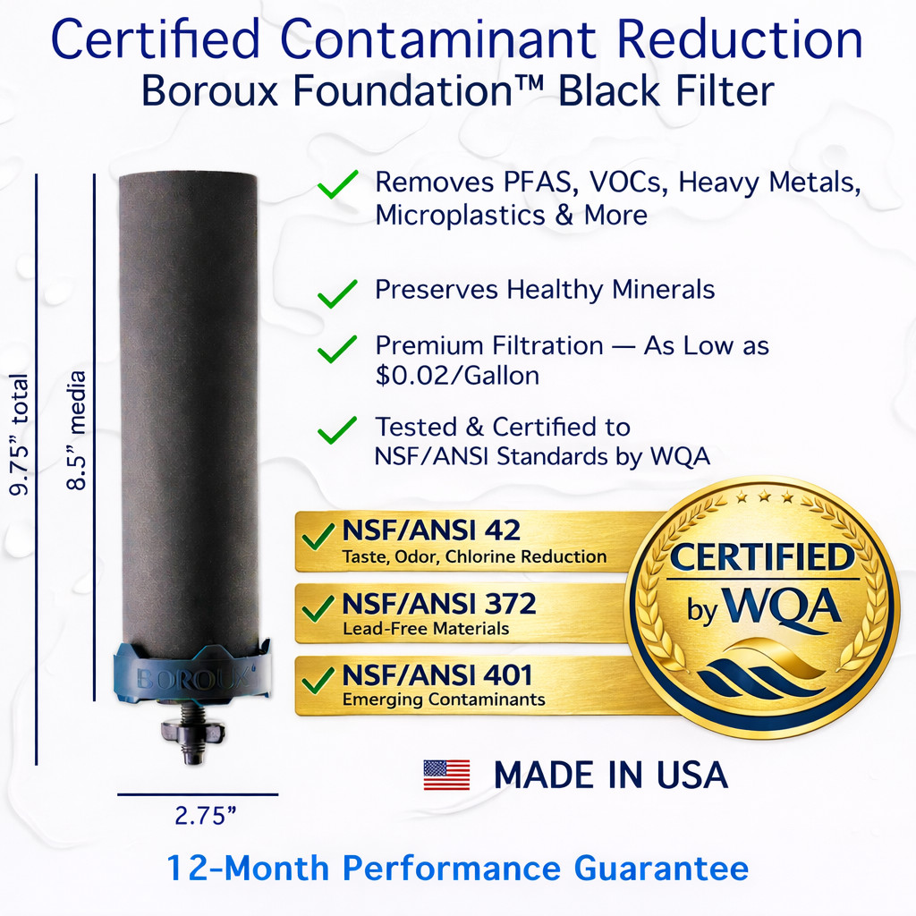 Royal Berkey Unit- w/ BOROUX. foundation. Black Filters