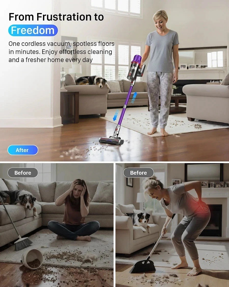 IXLION CORDLESS VACUUM CLEANER POWERFUL STICK VACUUM HEPA FILTER