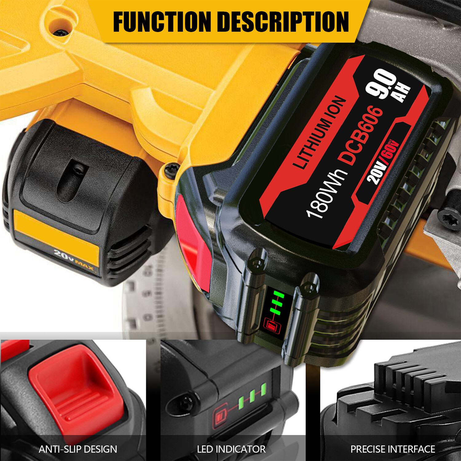 New DCB609-2 For DEWALT FLEXVOLT 20V/60V 9Ah MAX Lithium-Ion Battery Pack DCB606