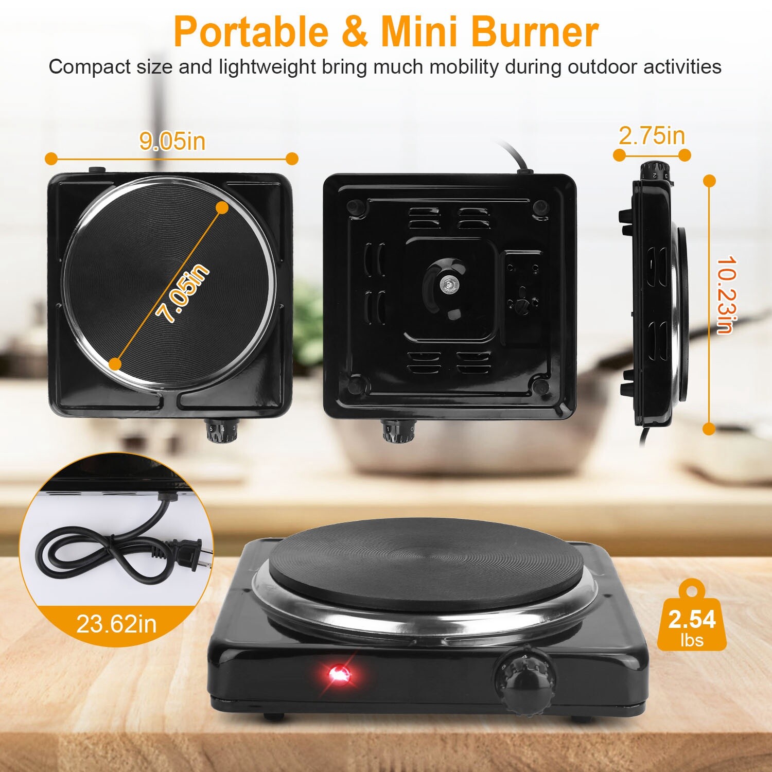 1500W Portable Electric Single Burner Heating Hot Plate Stove Non-Slip Hot Stove
