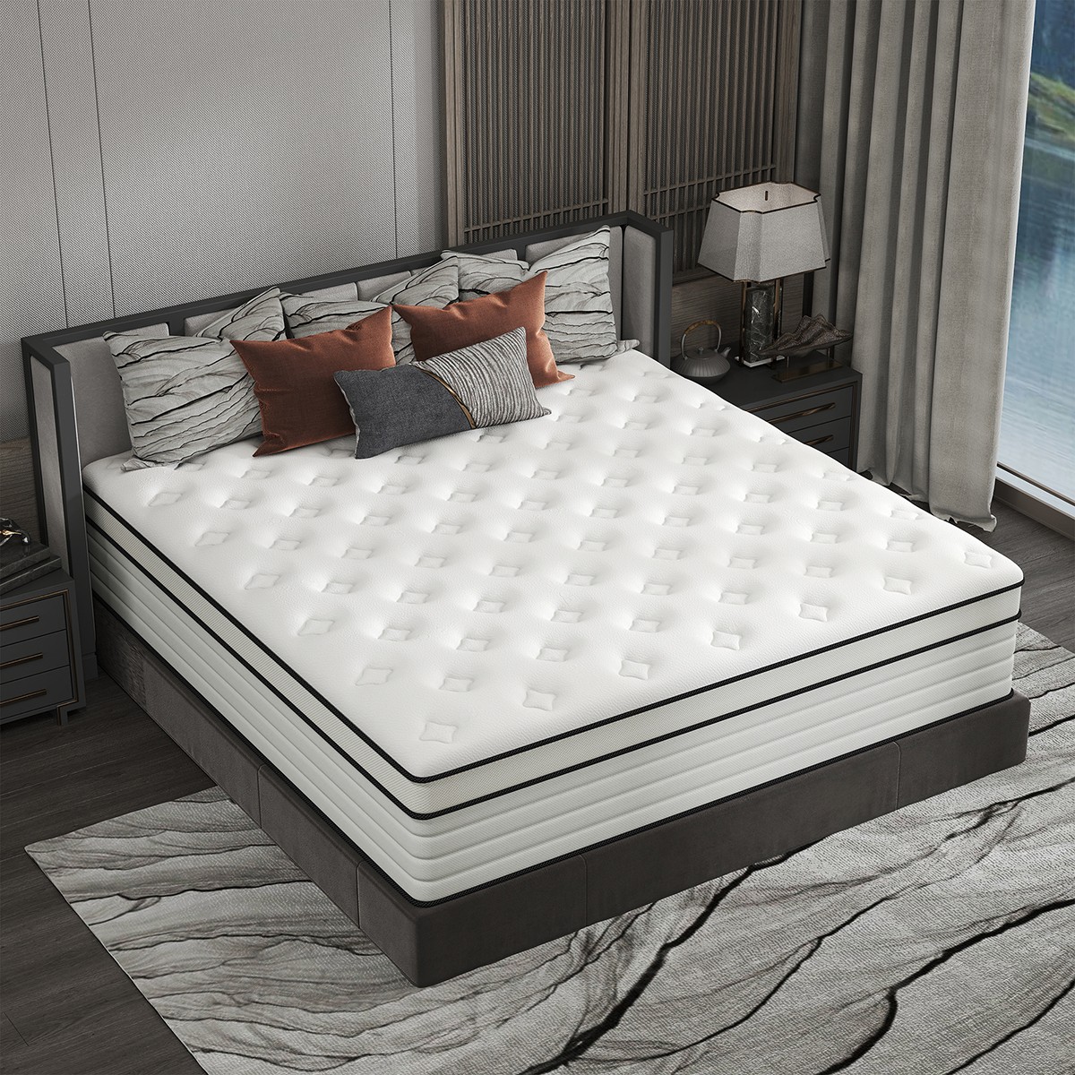 12/14 Inch Full Queen King Size Mattress Hybrid Foam Innerspring Bed in a Box