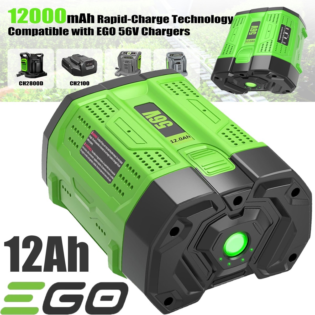 Upgraded 12Ah / 10Ah Li-Ion Battery For EGO 56V 56 Volt BA5600T BA4200 BA2800
