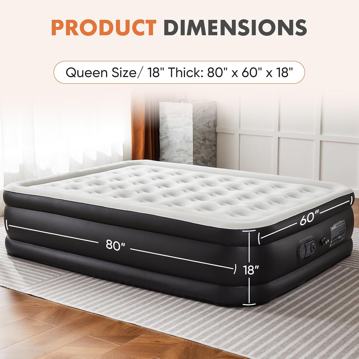 Twin Queen Air Blow Up 16″ 18″ Inflatable Mattress Airbed with Built-in Pump