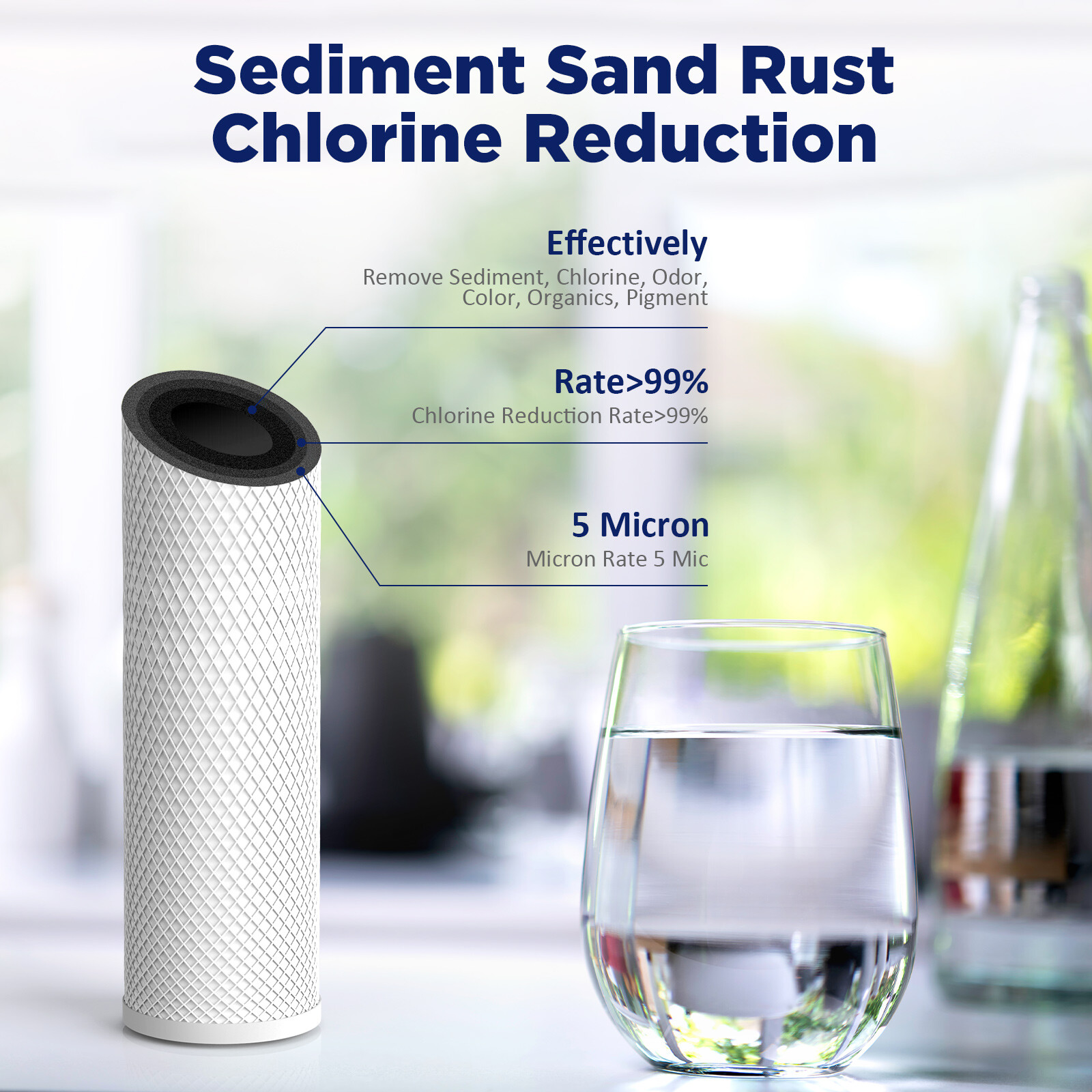 10 Pack 20″x4.5″ Whole House CTO Carbon Block Water Filter for Big Blue Housings