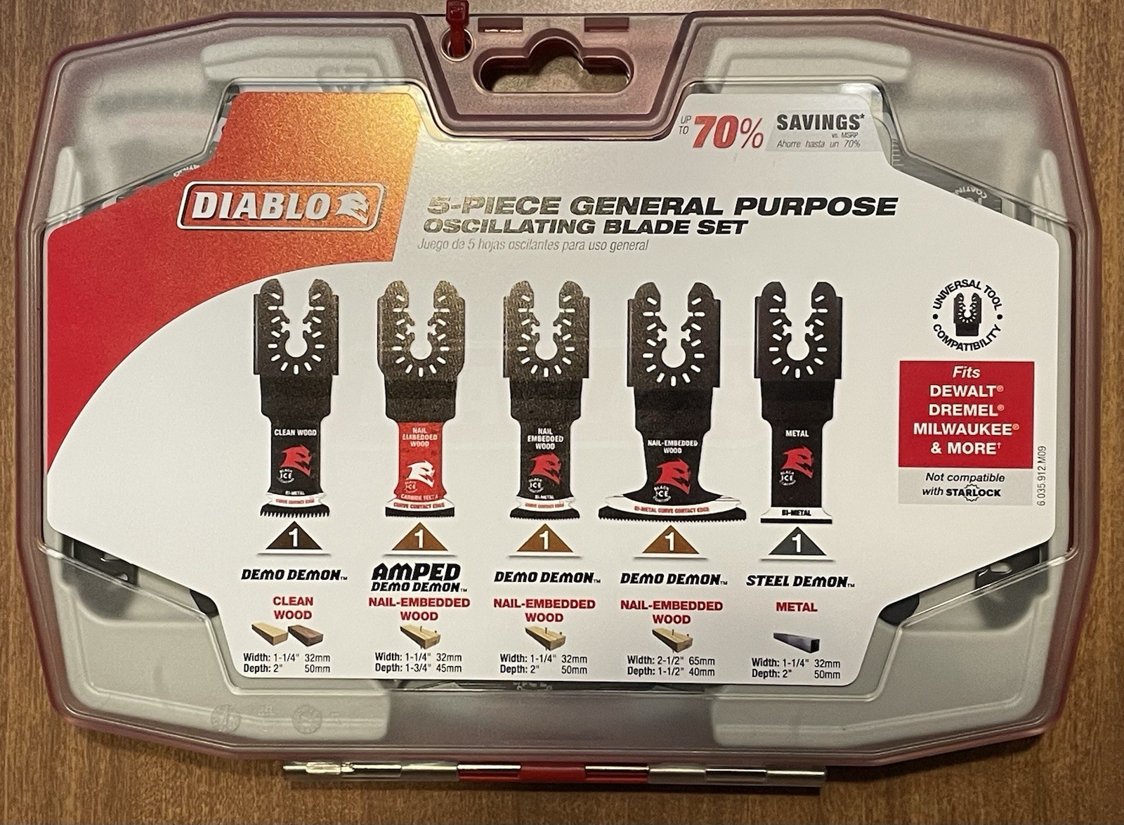 Diablo Oscillating Blade Set Universal Fit Wood and Metal (5-Piece) DOU5SPC New