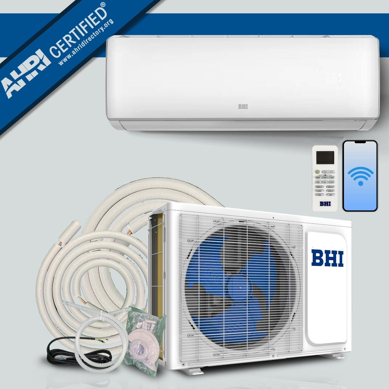 BHI 12K BTU 115V 17 SEER2 Wi-Fi Ductless Mini Split Air Condition 25ft Lineset