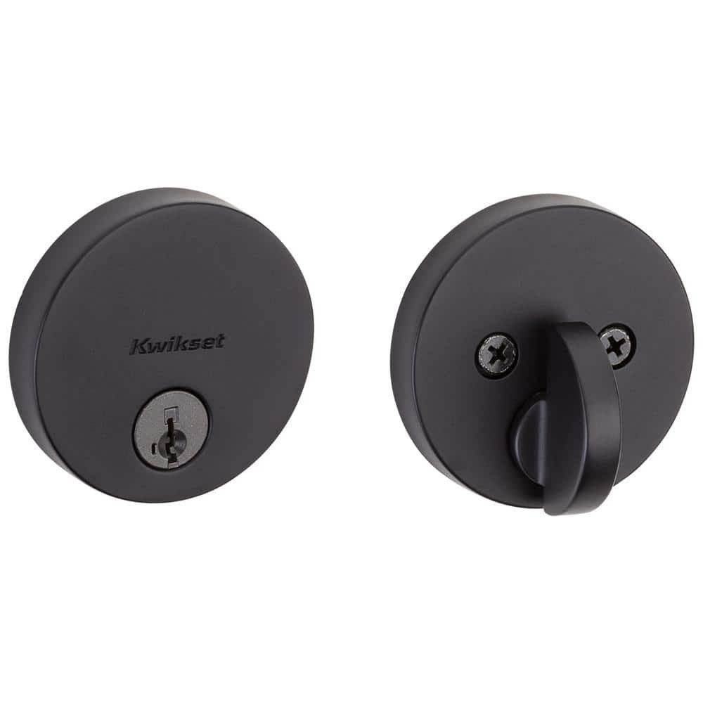 Kwikset Uptown Low Profile Iron Black Round Contemporary Single Cylinder