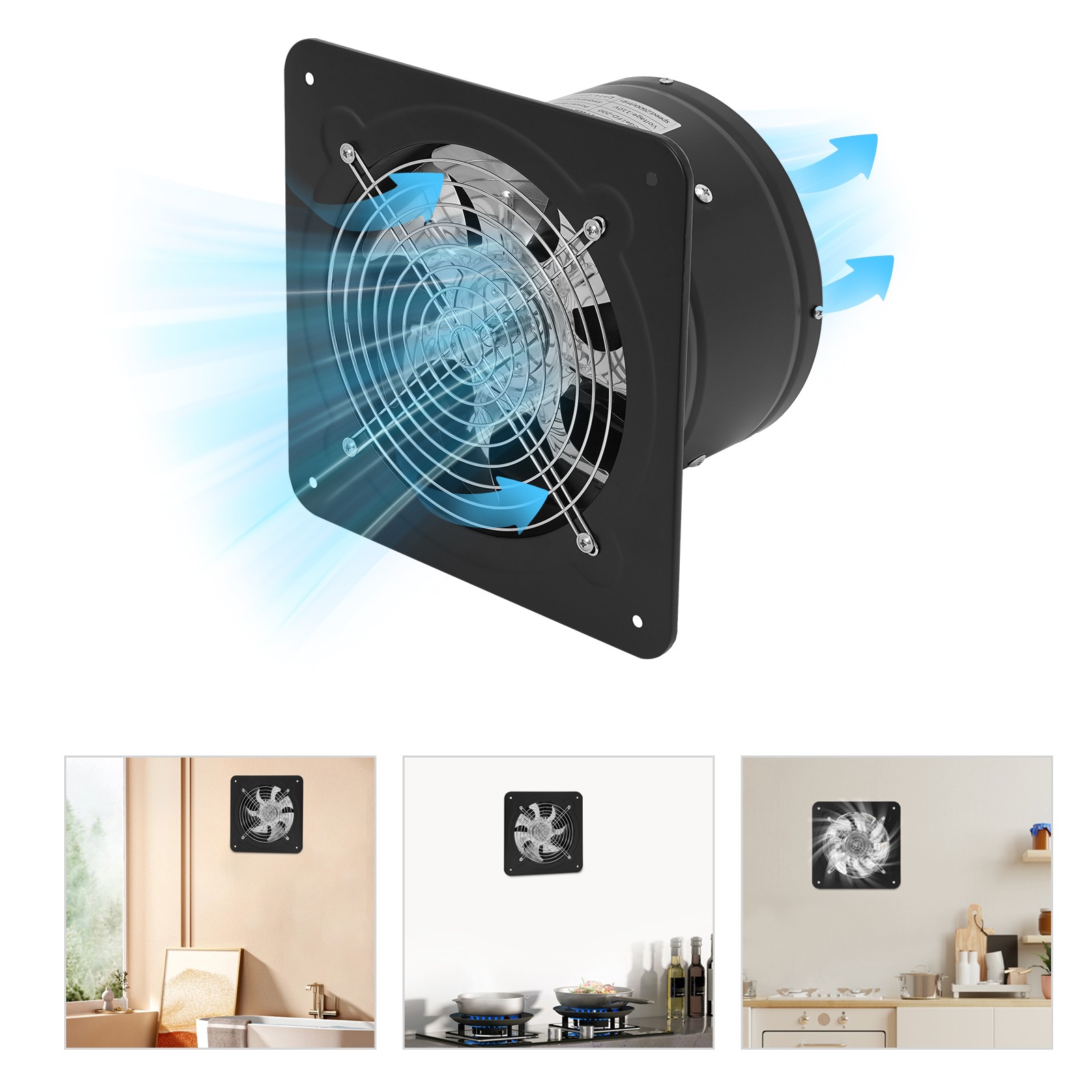 9.84*9.84in Panel Exhaust Fan 8in Outlet Airflow Through Wall Mount Exhaust Fan