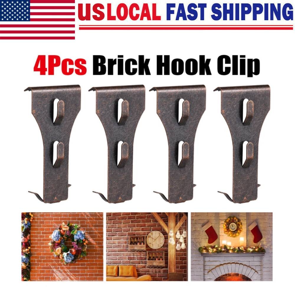 4Pcs Brick Hook Clips for Hanging Outdoors No Drill Nail Fits Brick 2.36-2.76in